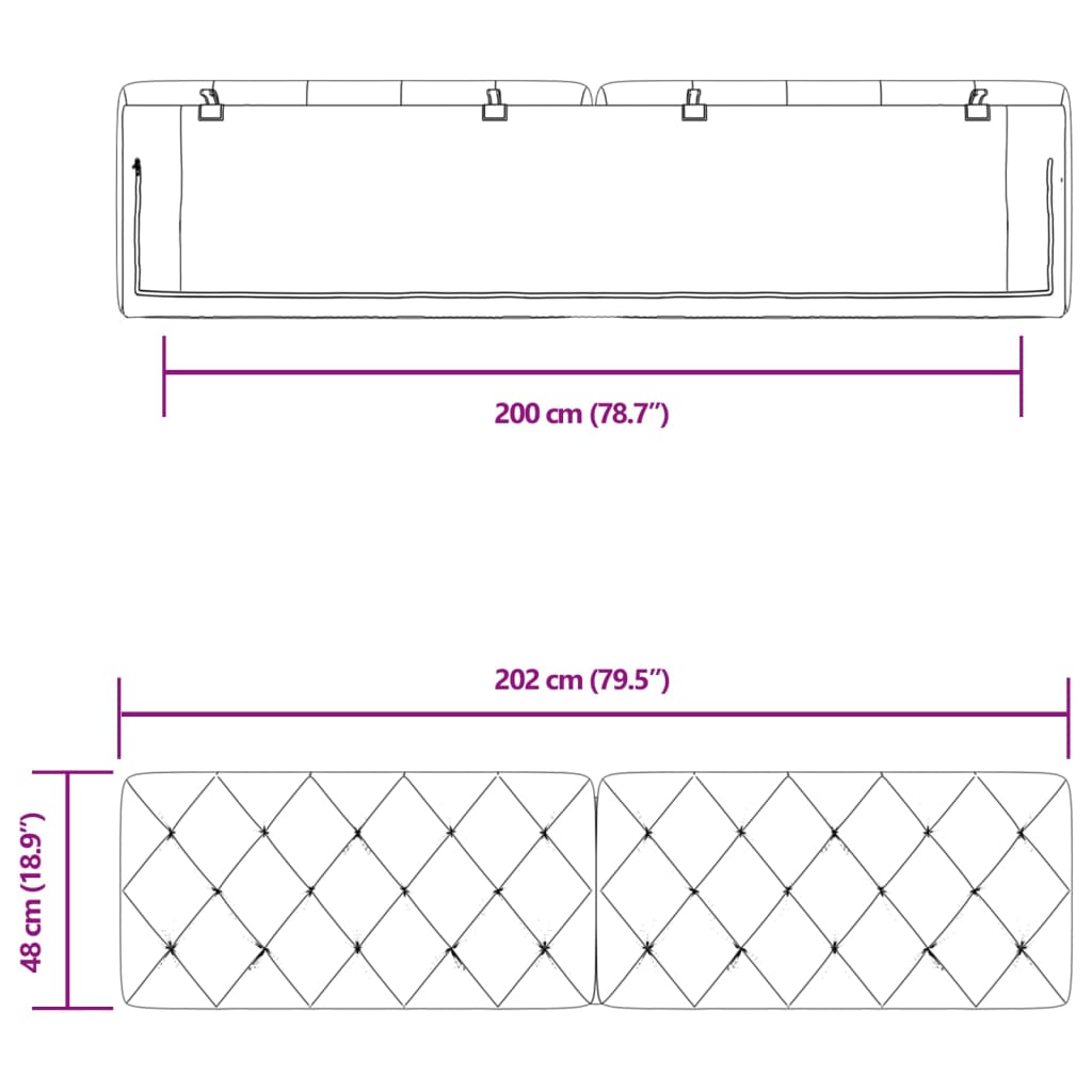 gavlpude 200 cm velour mørkegrå