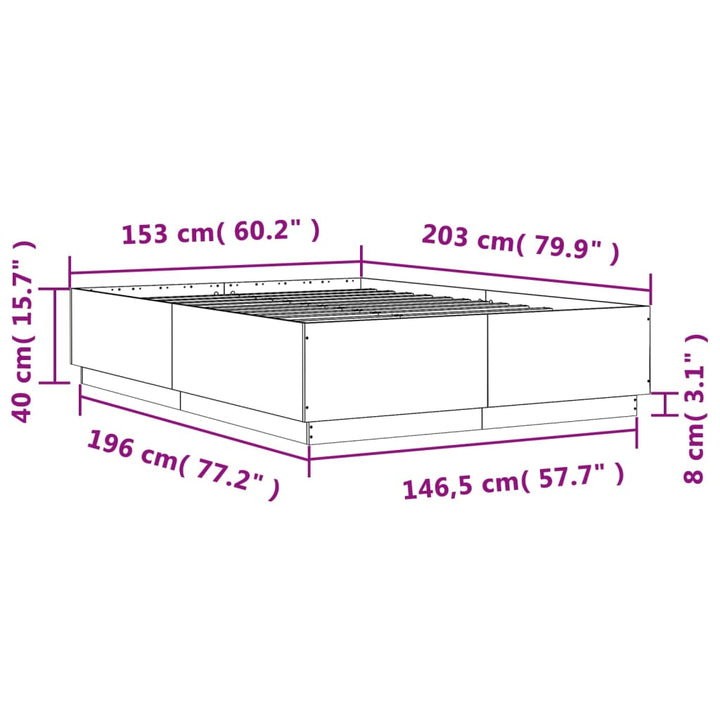 sengestel 150x200 cm konstrueret træ sort