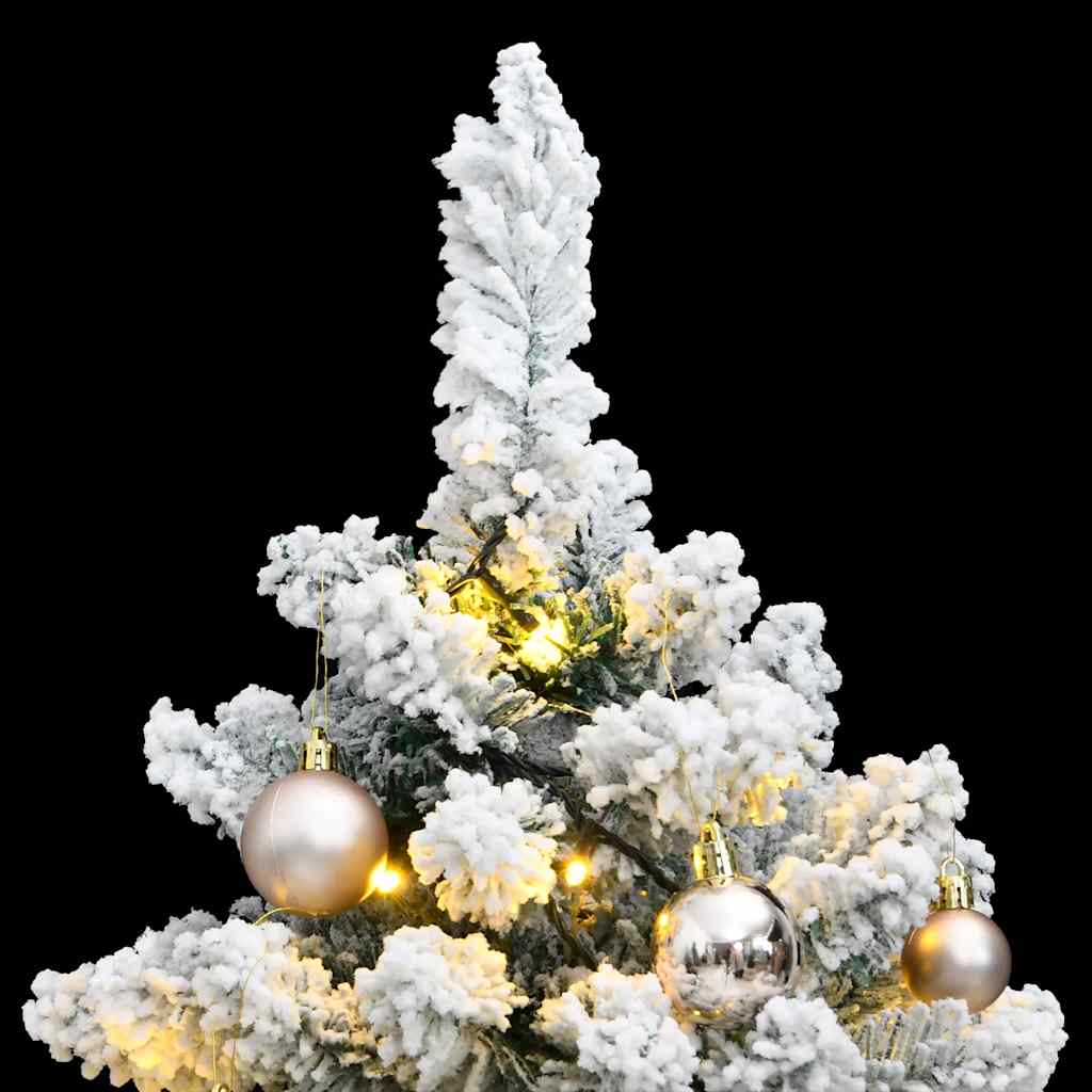 kunstigt juletræ 150 LED'er og kuglesæt hængslet 120 cm