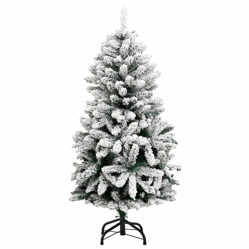 kunstigt juletræ 150 LED'er og kuglesæt hængslet 120 cm