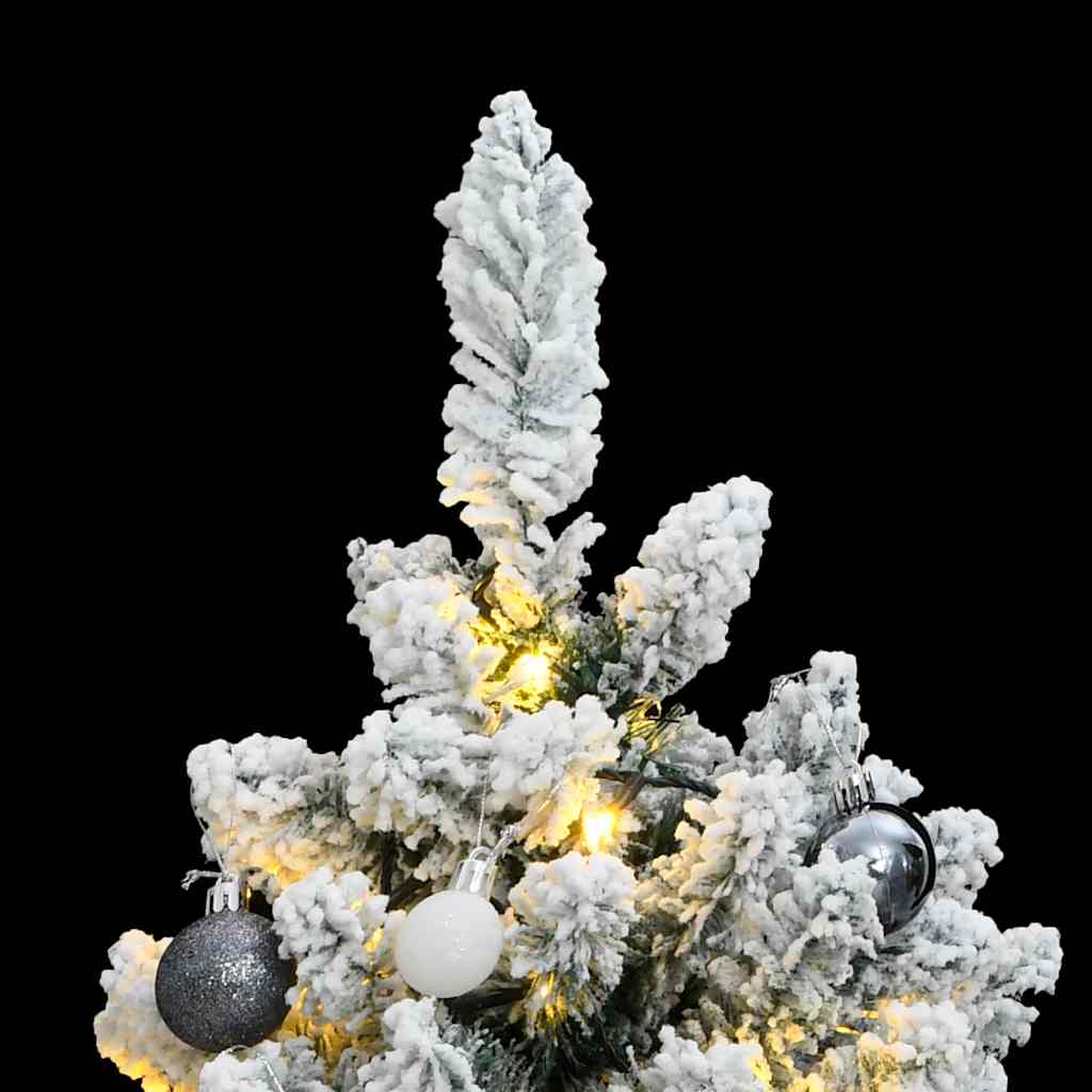 kunstigt juletræ 150 LED'er og kuglesæt hængslet 120 cm
