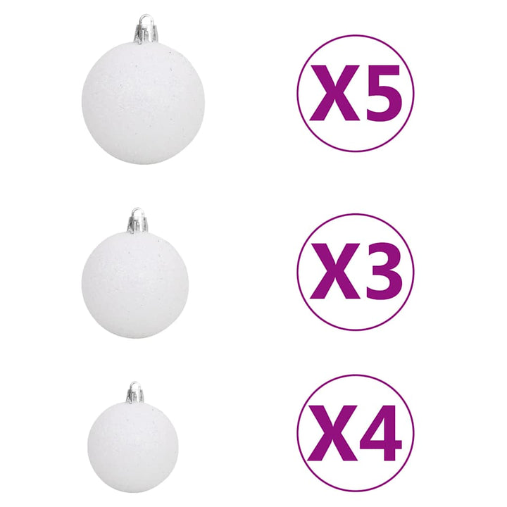 kunstigt juletræ 150 LED'er og kuglesæt hængslet 120 cm