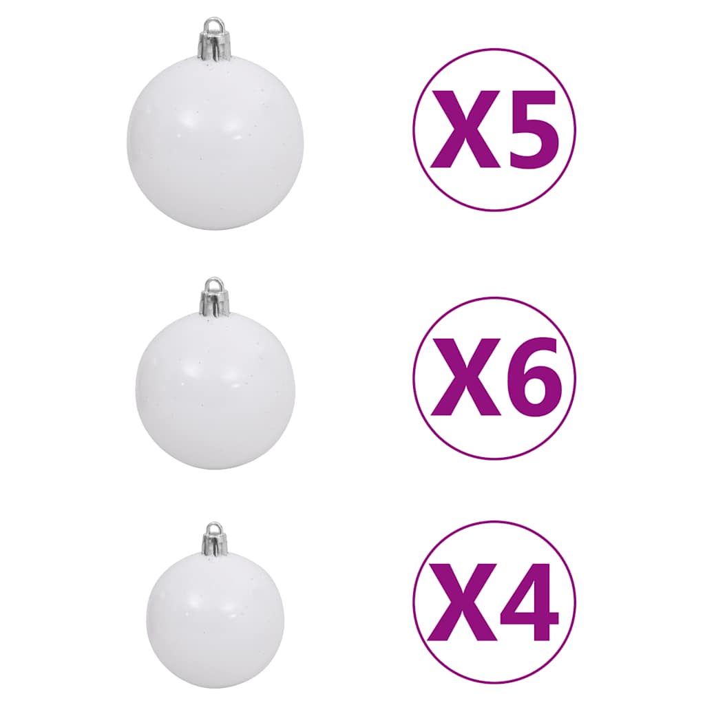 kunstigt juletræ 150 LED'er og kuglesæt hængslet 120 cm