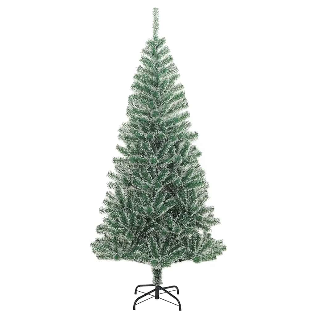 kunstigt juletræ med 300 LED'er + sne og kuglesæt 210 cm