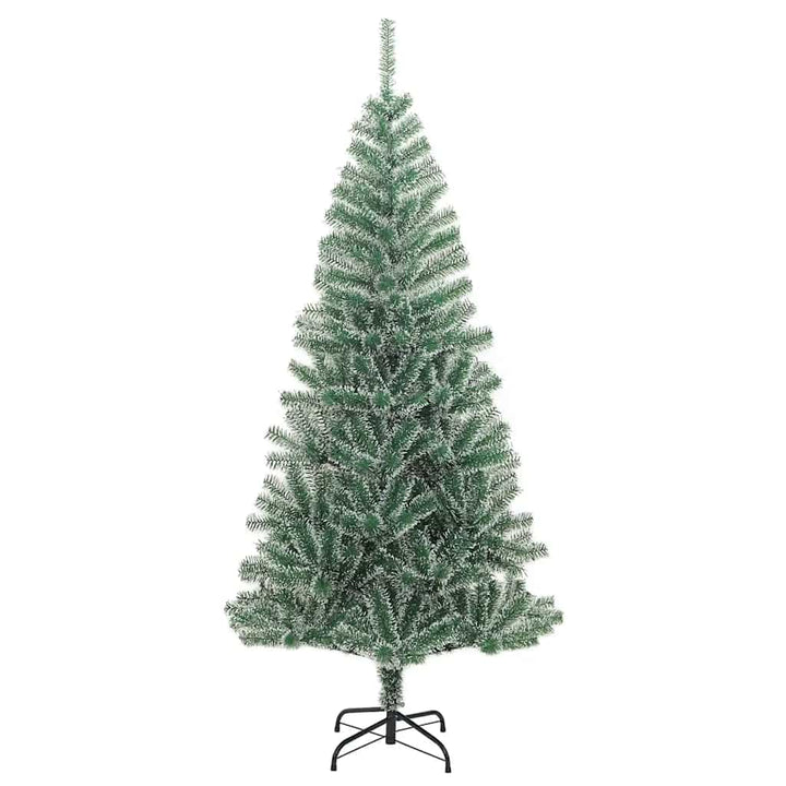kunstigt juletræ med 300 LED'er + sne og kuglesæt 210 cm