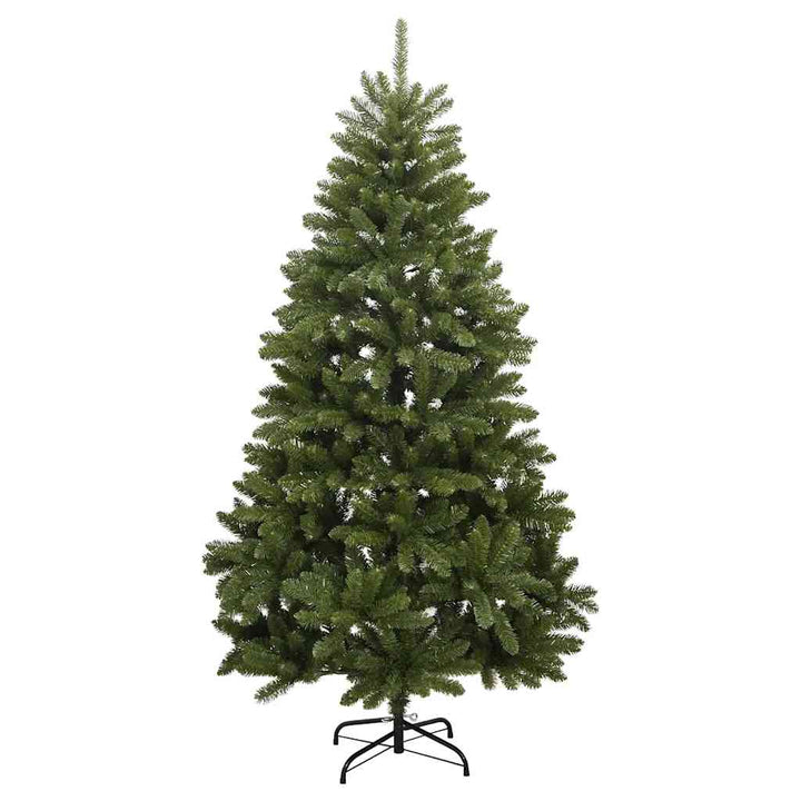 kunstigt juletræ 300 LED'er og kuglesæt hængslet 210 cm