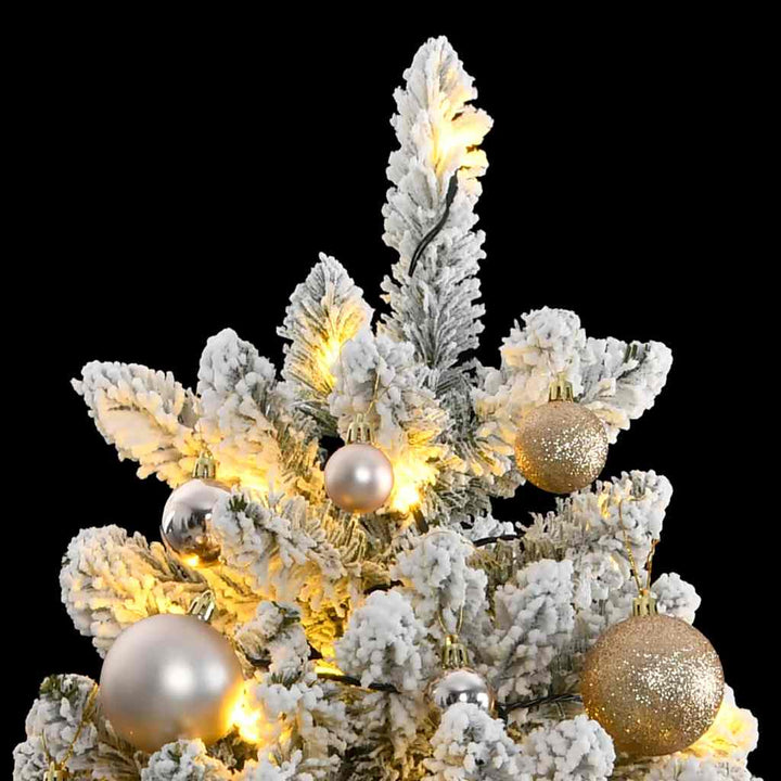 kunstigt juletræ 300 LED'er og kuglesæt hængslet 180 cm