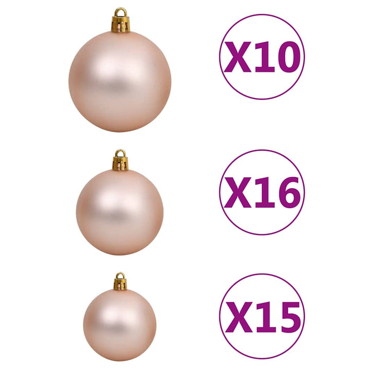 kunstigt juletræ 300 LED'er og kuglesæt hængslet 180 cm
