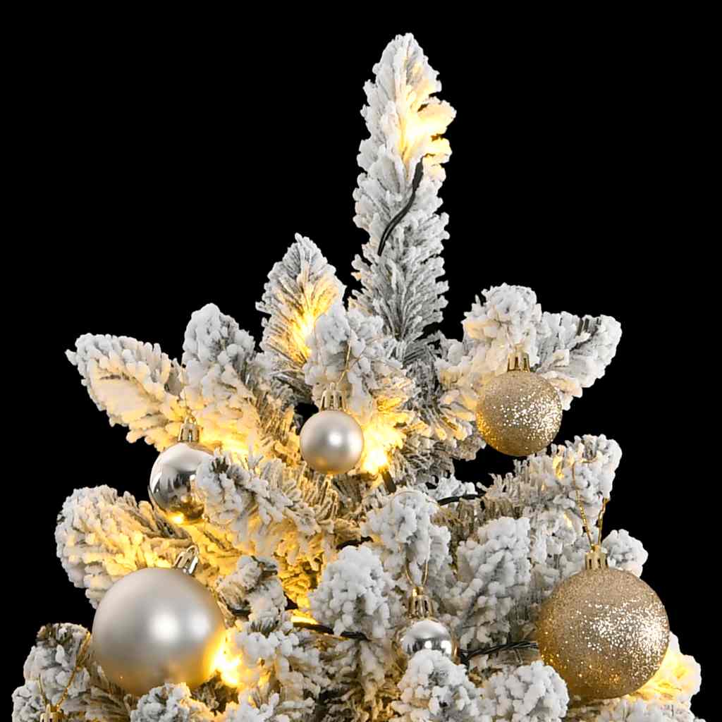 kunstigt juletræ 300 LED'er og kuglesæt hængslet 240 cm