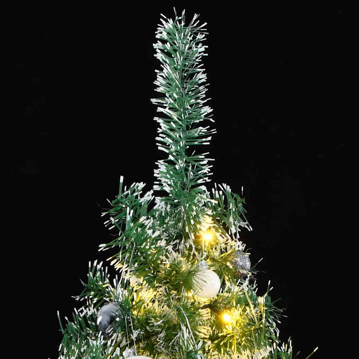 kunstigt juletræ med 300 LED'er + sne og kuglesæt 180 cm