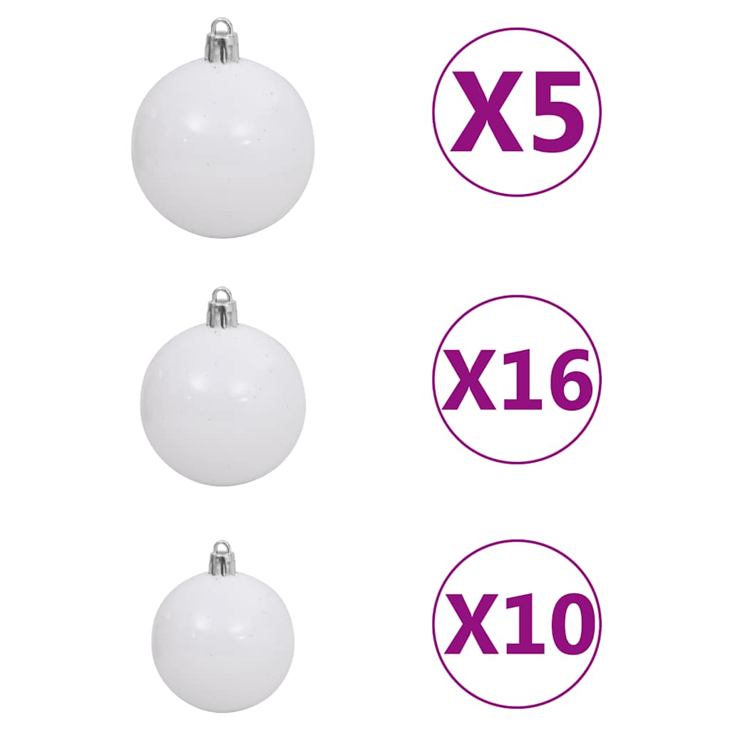kunstigt juletræ med 300 LED'er + sne og kuglesæt 180 cm