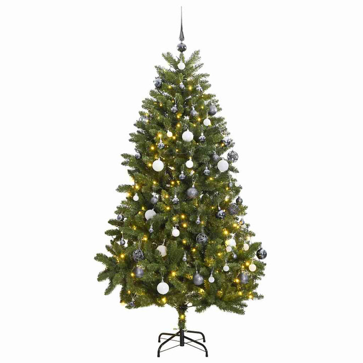 kunstigt juletræ 300 LED'er og kuglesæt hængslet 300 cm