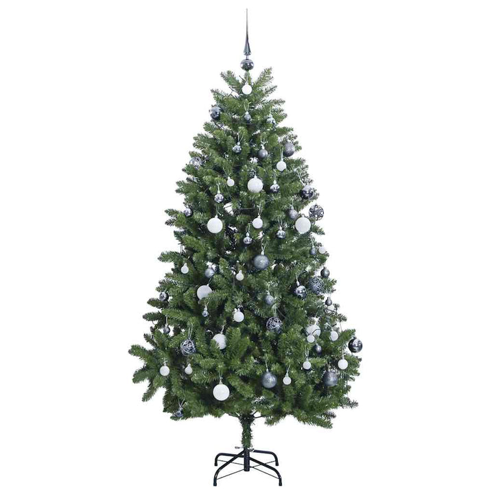 kunstigt juletræ 300 LED'er og kuglesæt hængslet 300 cm