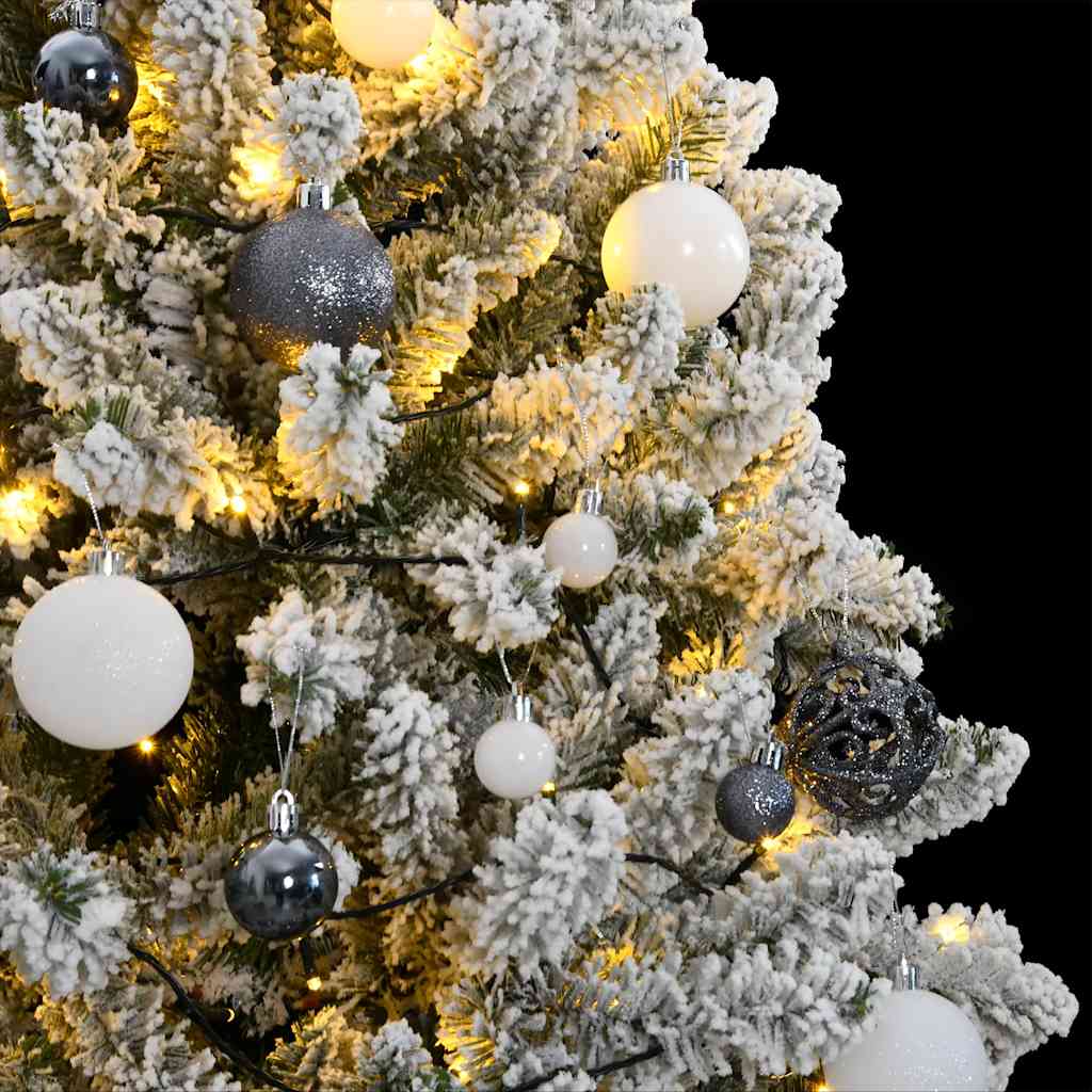kunstigt juletræ 300 LED'er og kuglesæt hængslet 180 cm