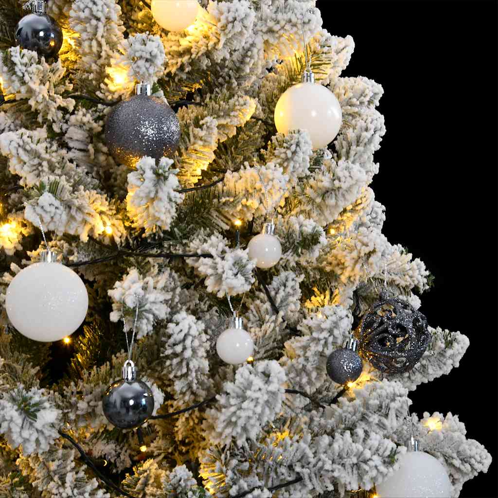 kunstigt juletræ 300 LED'er og kuglesæt hængslet 210 cm
