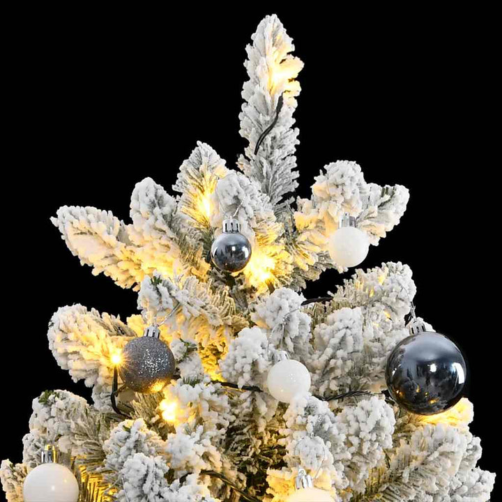 kunstigt juletræ 300 LED'er og kuglesæt hængslet 240 cm