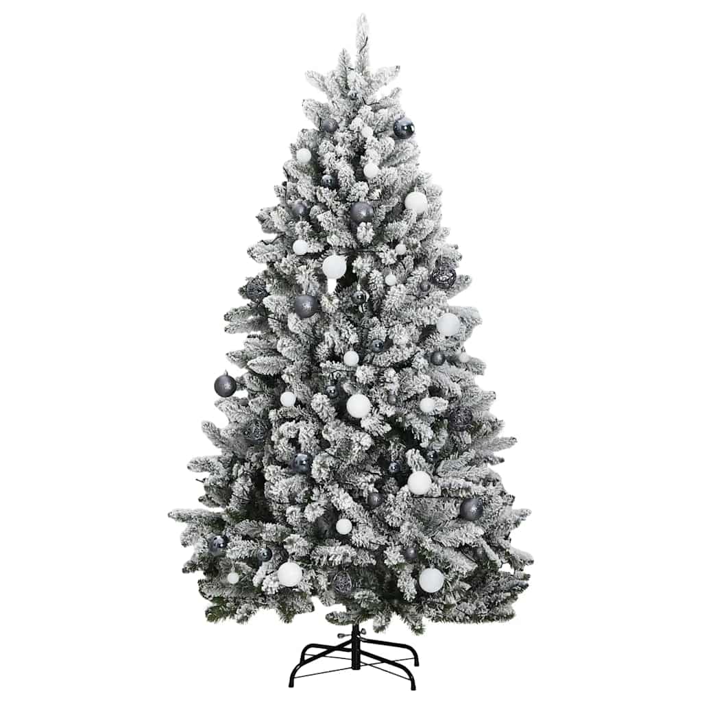kunstigt juletræ 300 LED'er og kuglesæt hængslet 240 cm