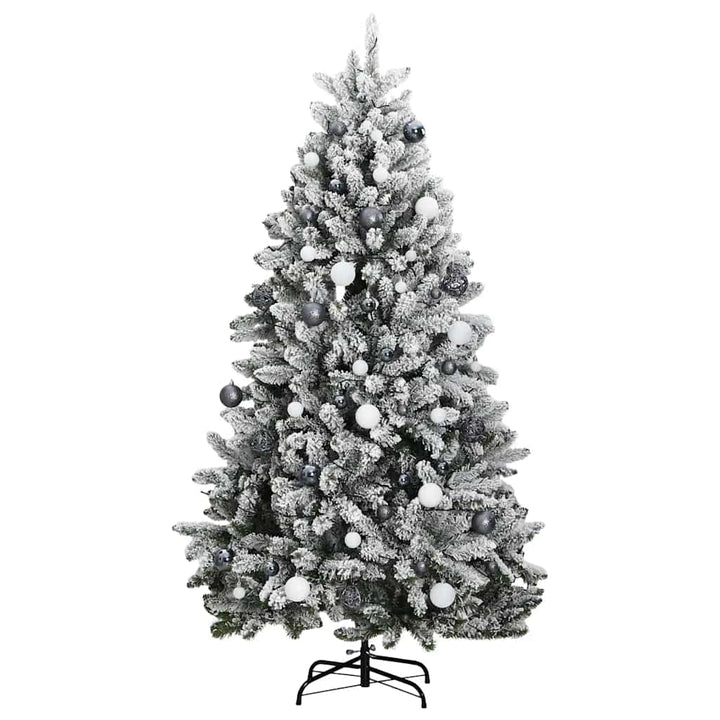 kunstigt juletræ 300 LED'er og kuglesæt hængslet 240 cm