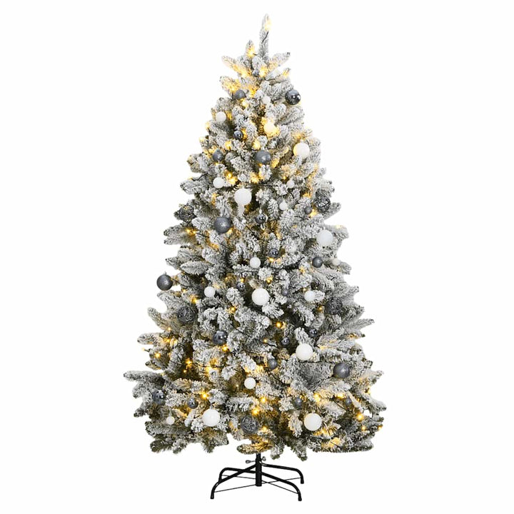 kunstigt juletræ 300 LED'er og kuglesæt hængslet 300 cm