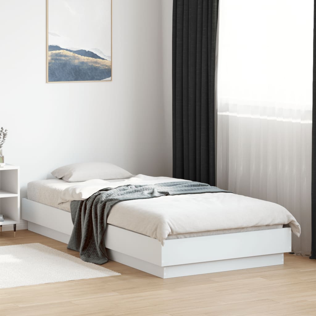 sengeramme med LED-lys 90x200 cm hvid