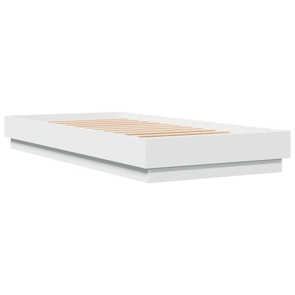 sengeramme med LED-lys 90x200 cm hvid