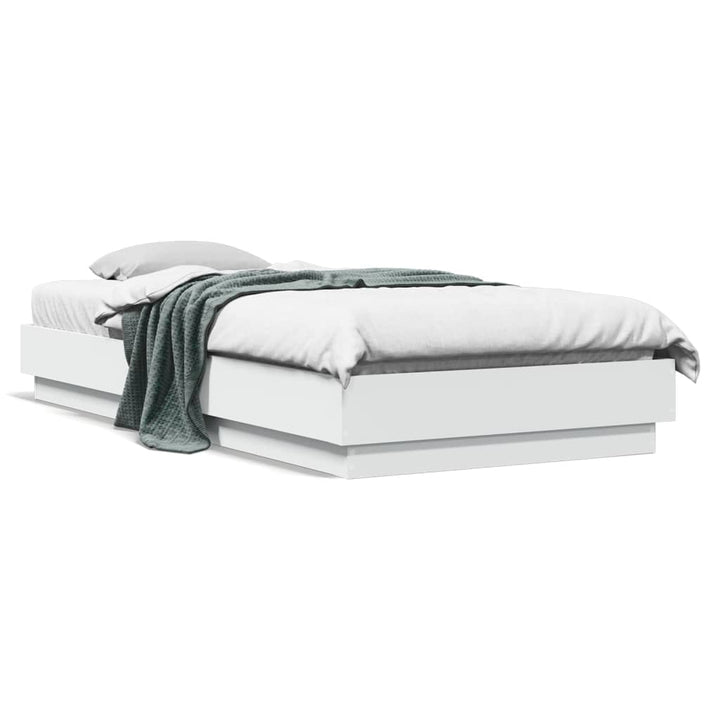 sengeramme med LED-lys 90x200 cm hvid