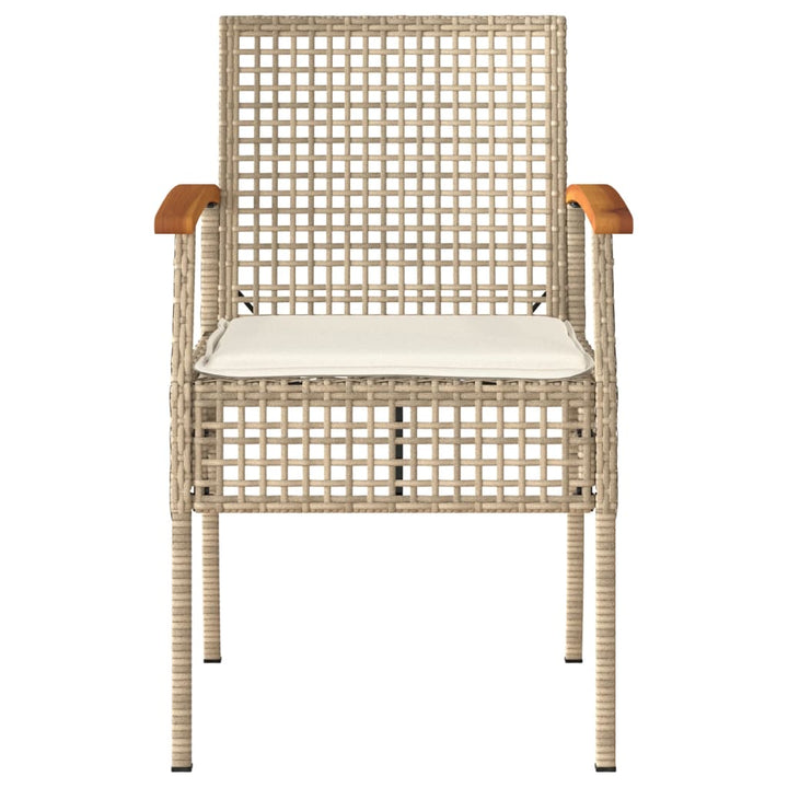 havestole 2 stk. med hynder polyrattan og akacietræ beige
