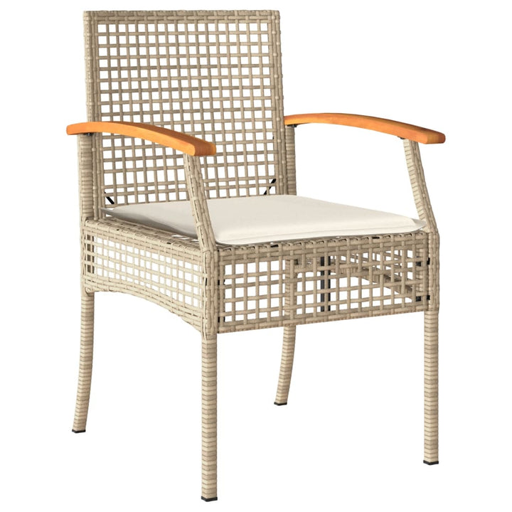 havestole 2 stk. med hynder polyrattan og akacietræ beige