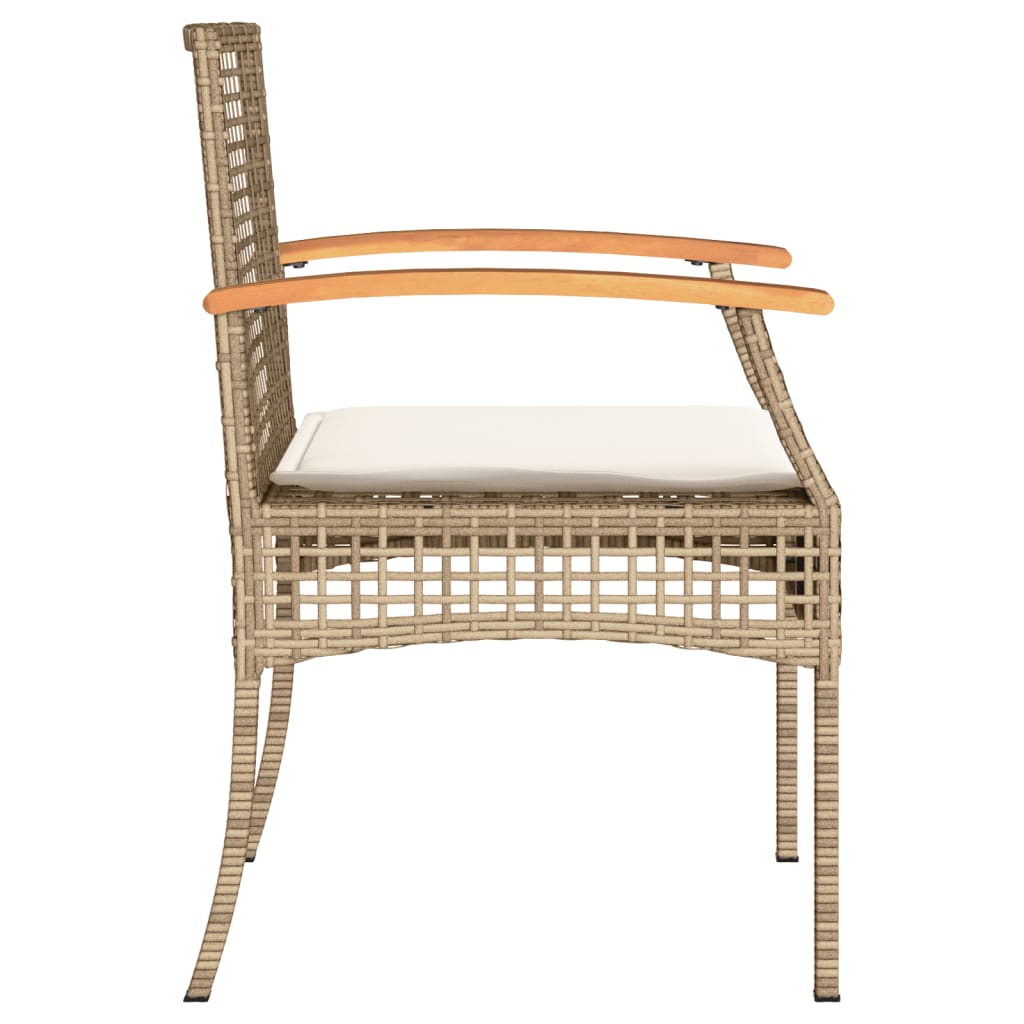 havestole 2 stk. med hynder polyrattan og akacietræ beige