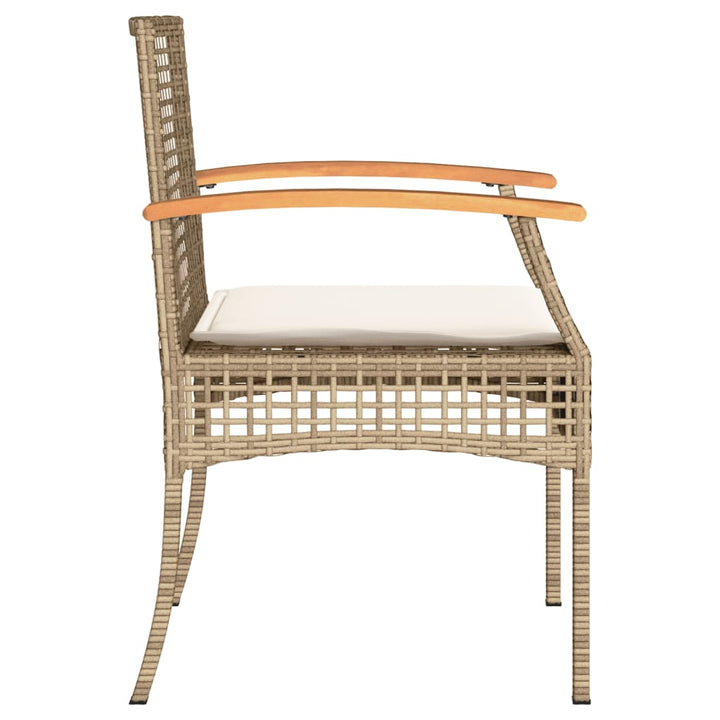 havestole 2 stk. med hynder polyrattan og akacietræ beige