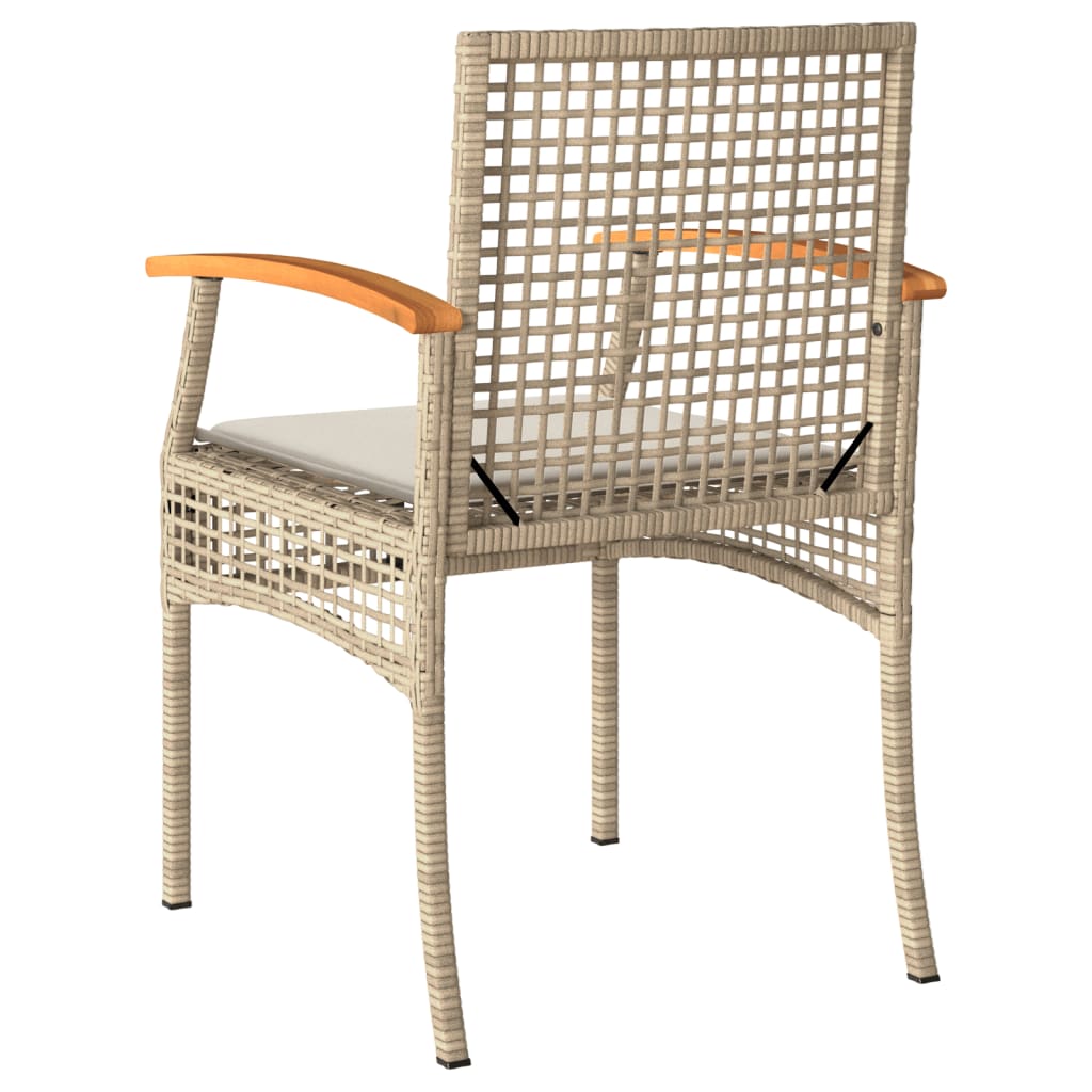 havestole 2 stk. med hynder polyrattan og akacietræ beige