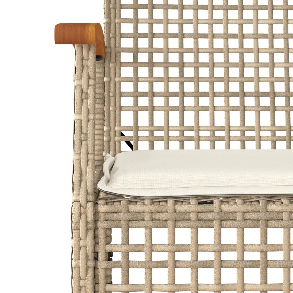havestole 2 stk. med hynder polyrattan og akacietræ beige