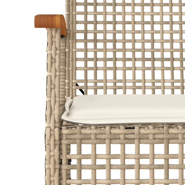 havestole 2 stk. med hynder polyrattan og akacietræ beige