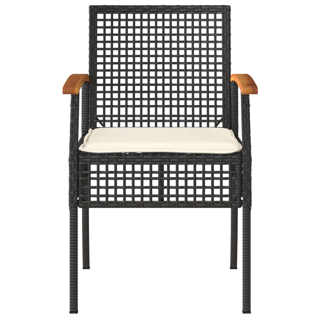 havestole 4 stk. med hynder polyrattan og akacietræ sort