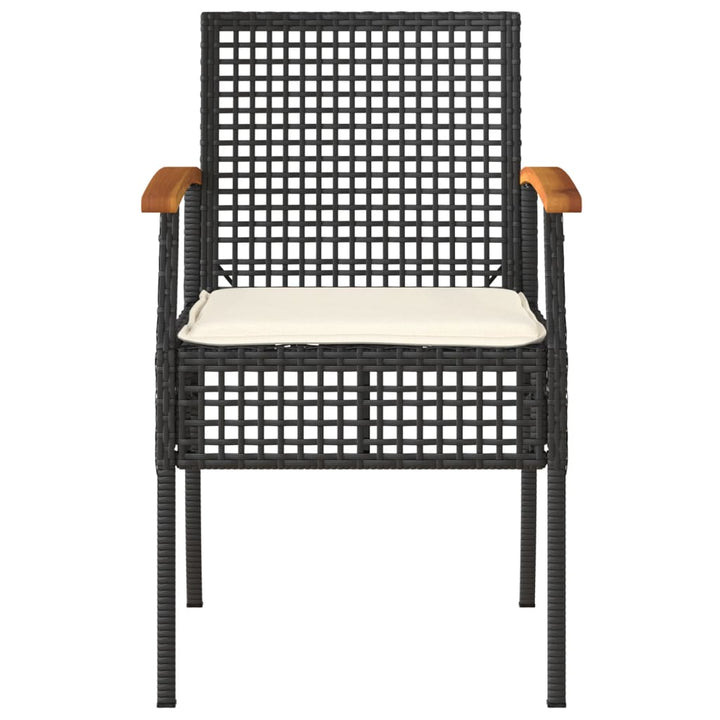 havestole 4 stk. med hynder polyrattan og akacietræ sort