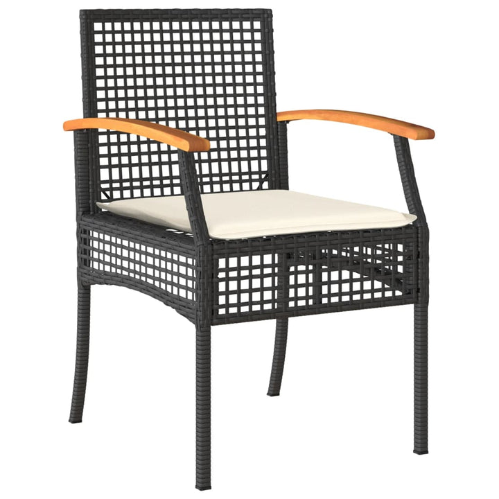 havestole 4 stk. med hynder polyrattan og akacietræ sort