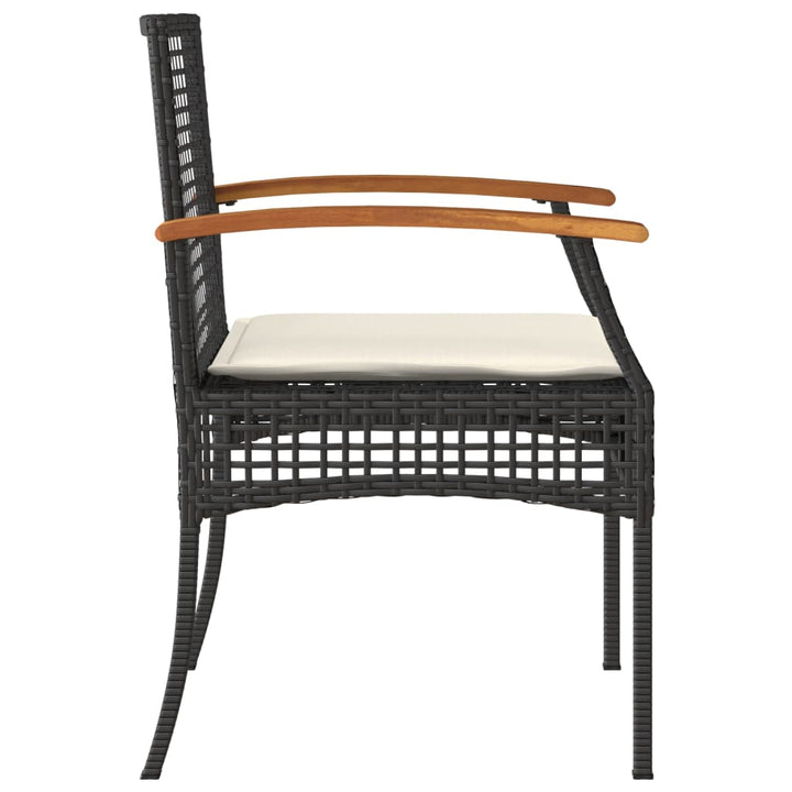 havestole 4 stk. med hynder polyrattan og akacietræ sort
