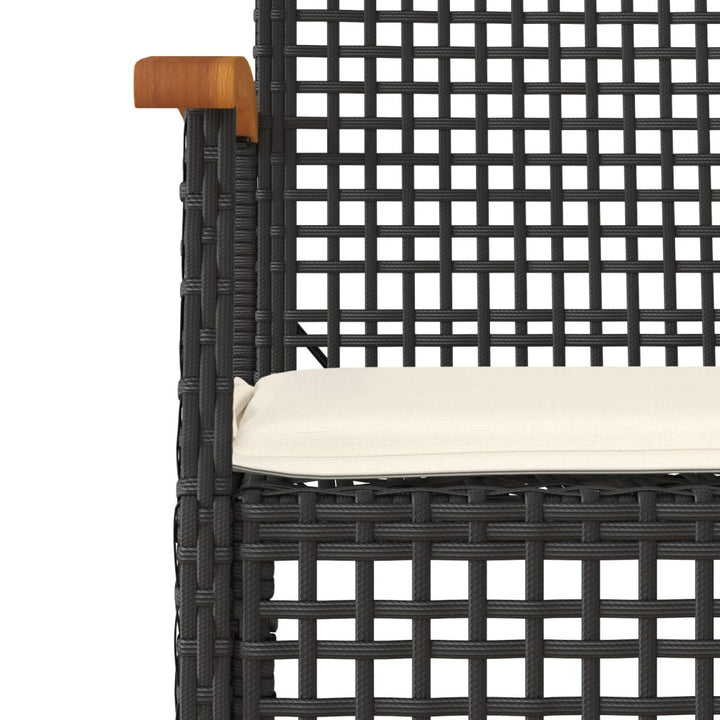havestole 4 stk. med hynder polyrattan og akacietræ sort