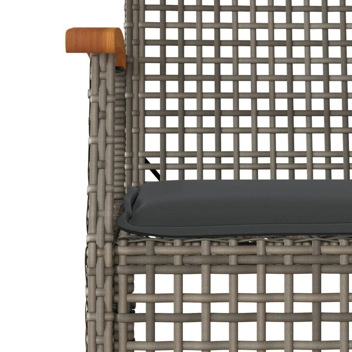 havestole 4 stk. med hynder polyrattan og akacietræ grå