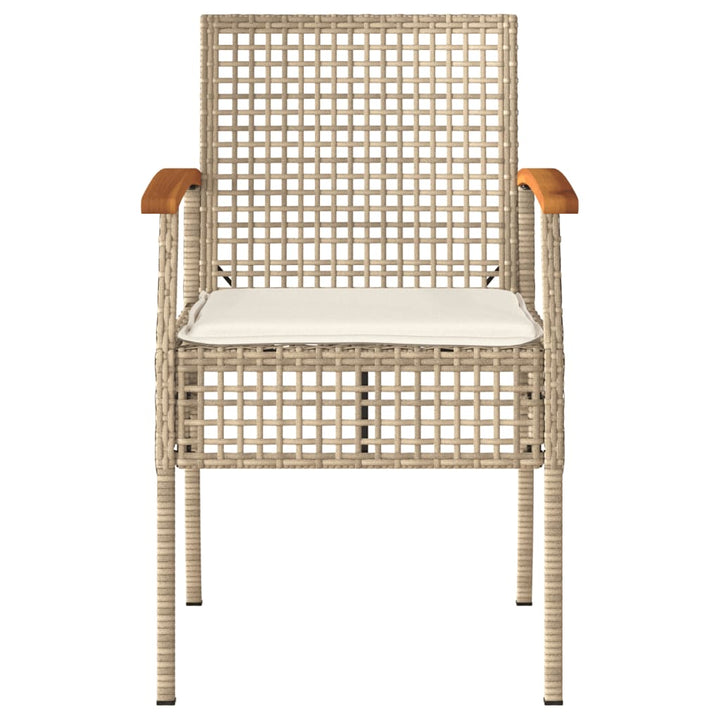 havestole 4 stk. med hynder polyrattan og akacietræ beige