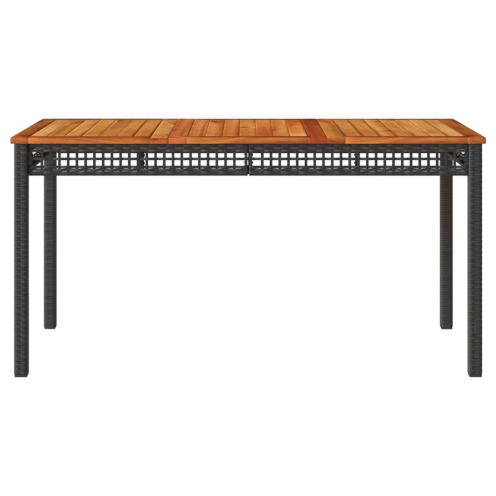 havebord 140x80x75 cm polyrattan og akacietræ sort