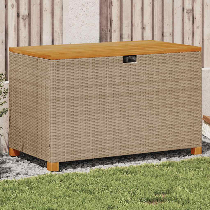 opbevaringsboks til haven 110x55x63 cm polyrattan akacie beige