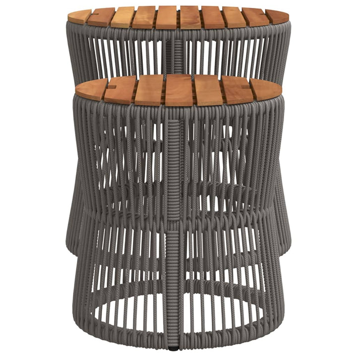 haveborde 2 stk. med træplade polyrattan grå