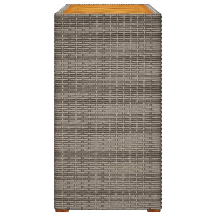 havebord med trætop 100x40x75 cm polyrattan grå