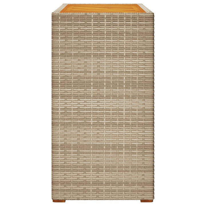 havebord med trætop 100x40x75 cm polyrattan sort