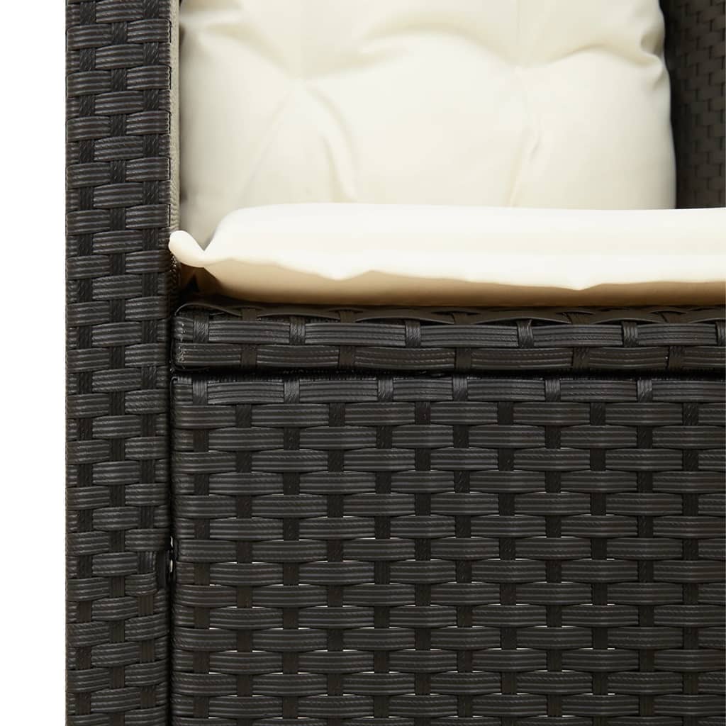 bistrosæt 3 dele med hynder polyrattan og akacietræ sort