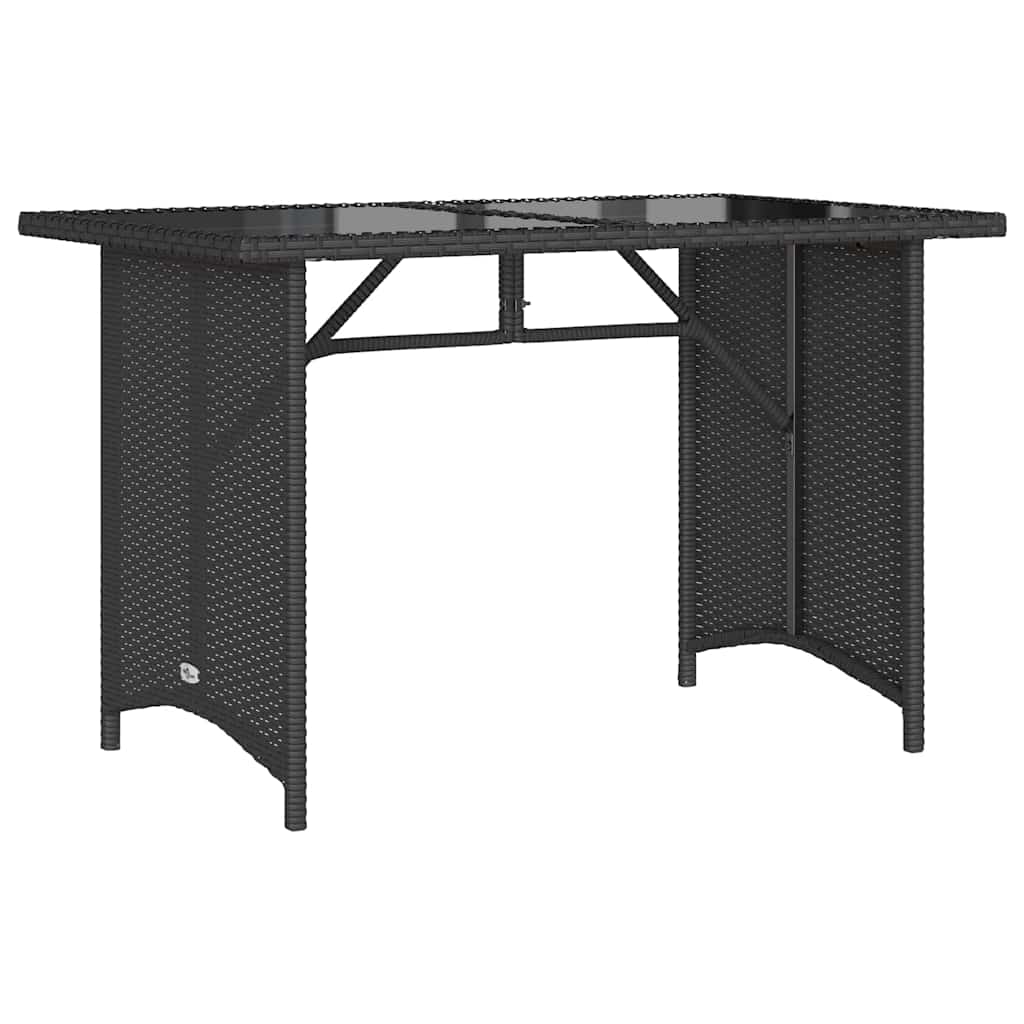 havebord med glastop 110x68x70 cm polyrattan sort