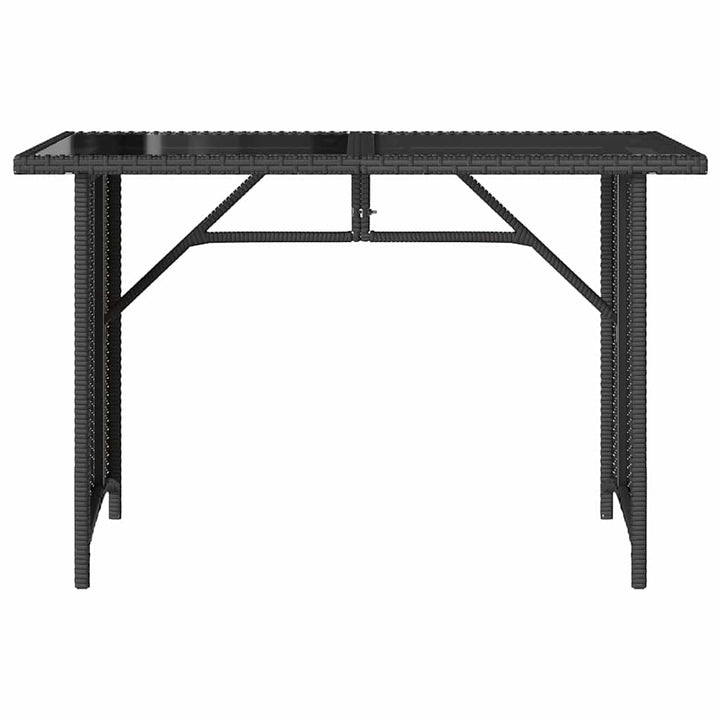 havebord med glastop 110x68x70 cm polyrattan sort