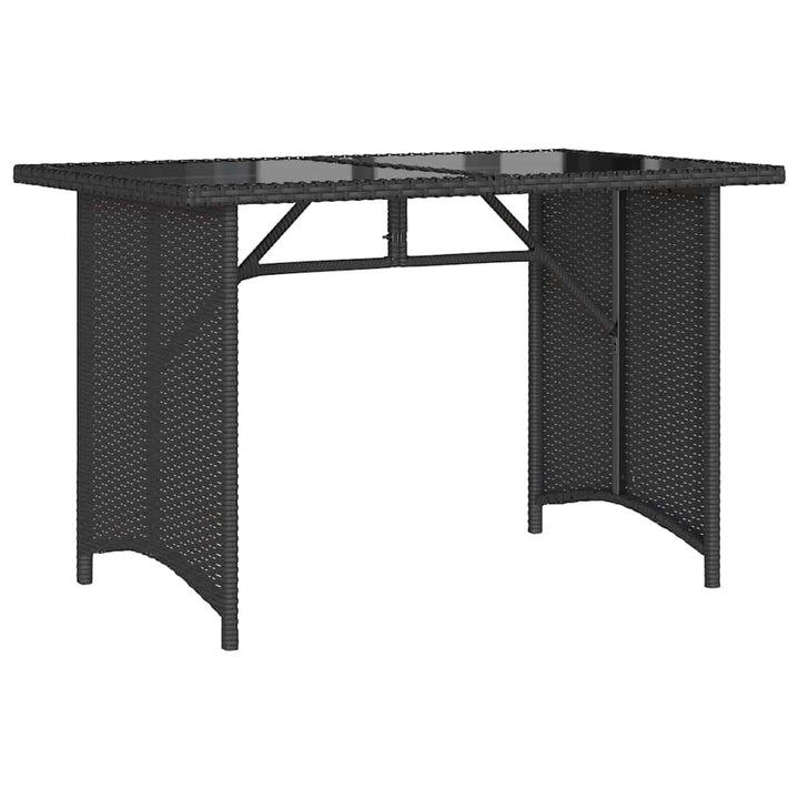havebord med glastop 110x68x70 cm polyrattan sort
