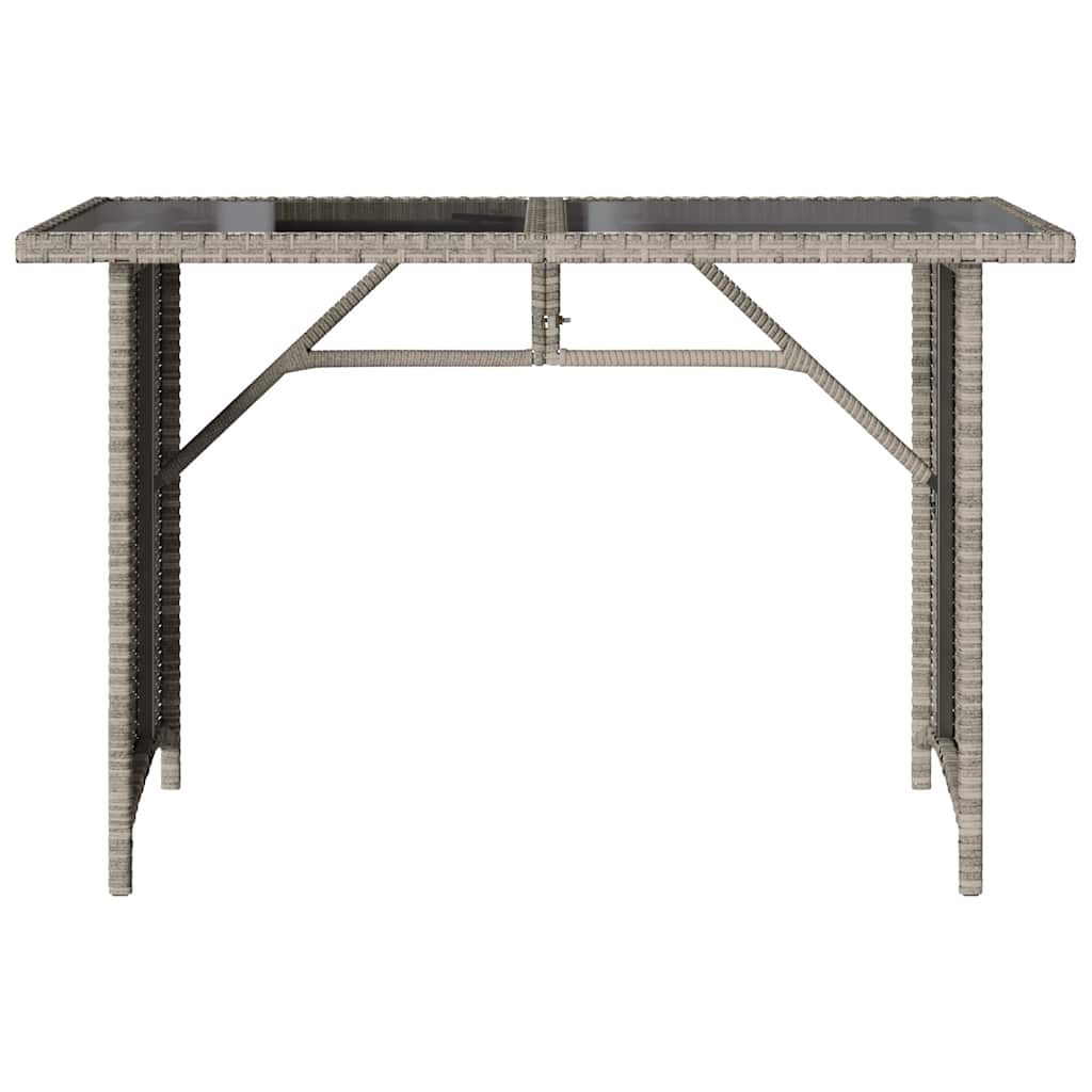 havebord med glastop 110x68x70 cm polyrattan lysegrå